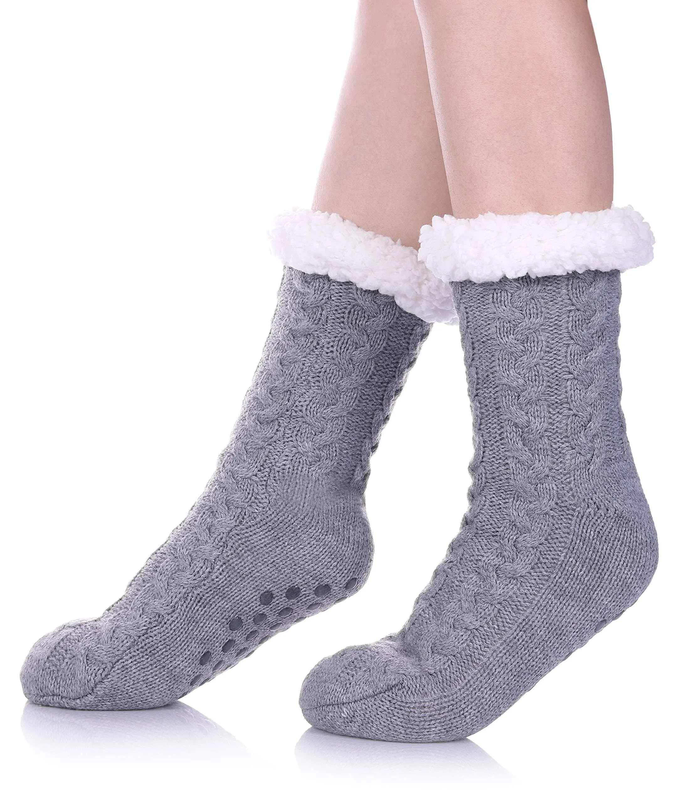 SDBING Women&#039;s Winter Super Soft Warm Cozy Fuzzy Fleece-Lined with Grippers Slip