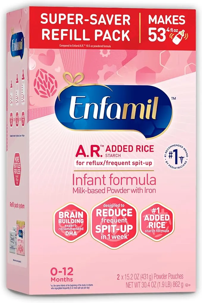 Enfamil A.R. Infant Formula, Clinically Proven to Reduce Reflux & Spit-Up in 1 Week, with Iron, DHA for Brain Development, Probiotics to Support Digestive & Immune Health, Powder Tub, 19.5 Oz