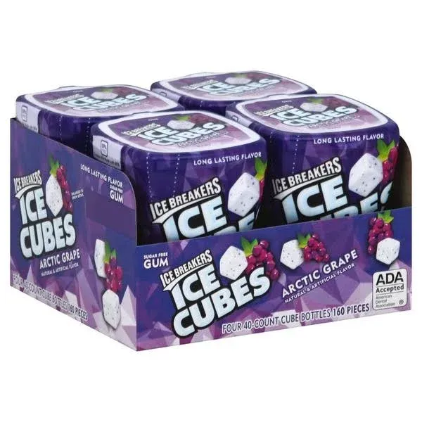 Ice Breakers Ice Cubes Gum, Sugar Free, Arctic Grape - 4 - 40 cube bottles [160 ...