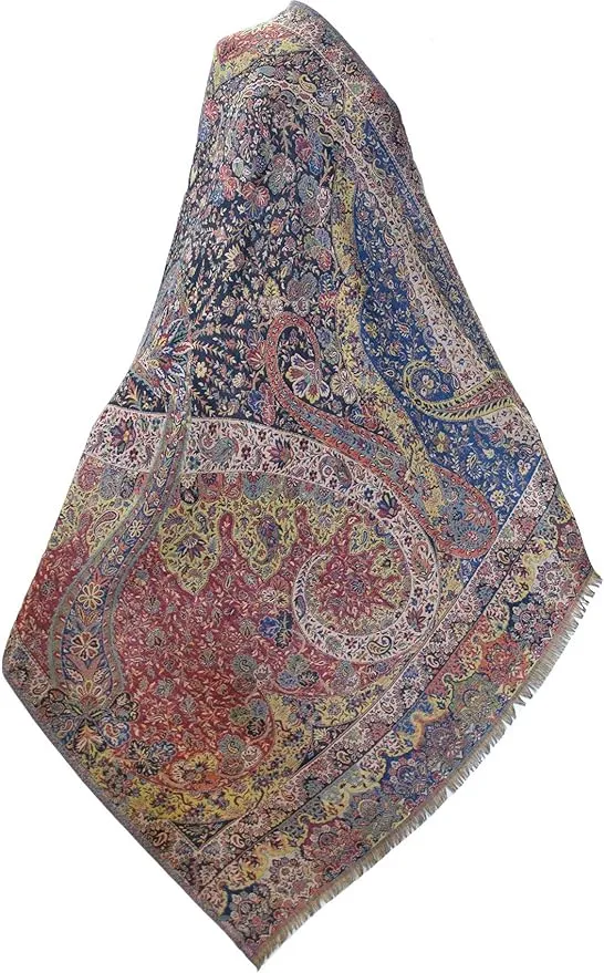 Large, Superior Kani Shawl. Paisley Jamawar from India. Warm, Heavy & Very Detailed