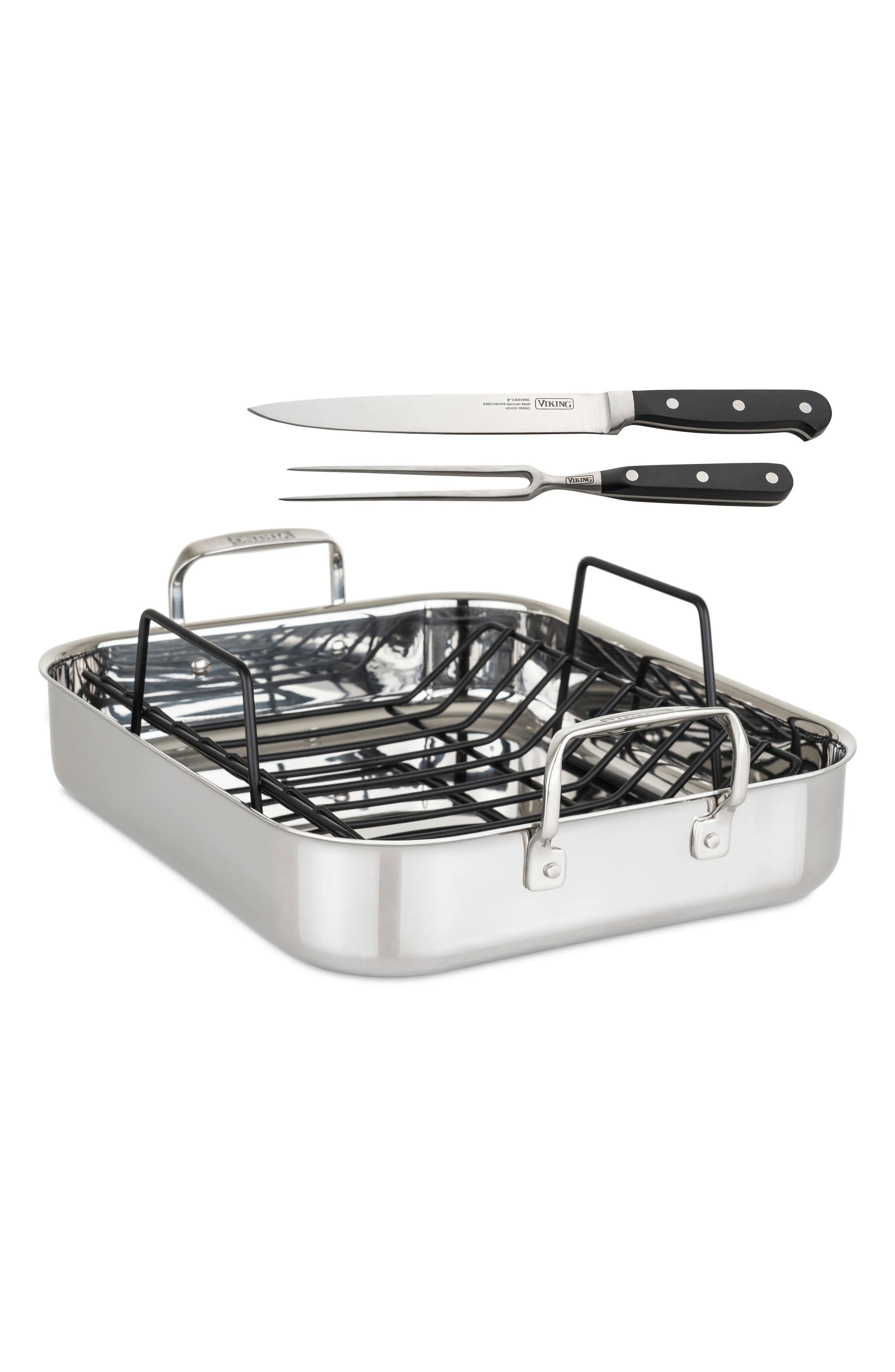 Viking Culinary 3-Ply Roasting Pan with Rack & Carving Set