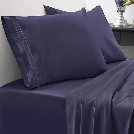 Full Size Sheet Sets - Breathable Luxury Sheets with Full Elastic & Secure Corner Straps Built In - 1800 Supreme Collection Extra Soft Deep Pocket Bedding Set, Sheet Set, Full, Navy