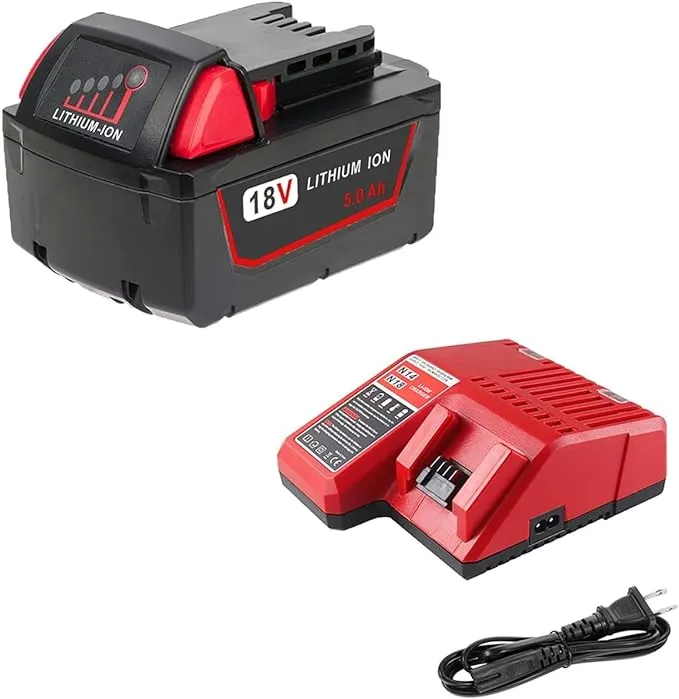 18V Battery and Charger for Milwaukee M18 Battery with Milwaukee Battery Charger, Capacity Output 5.0Ah