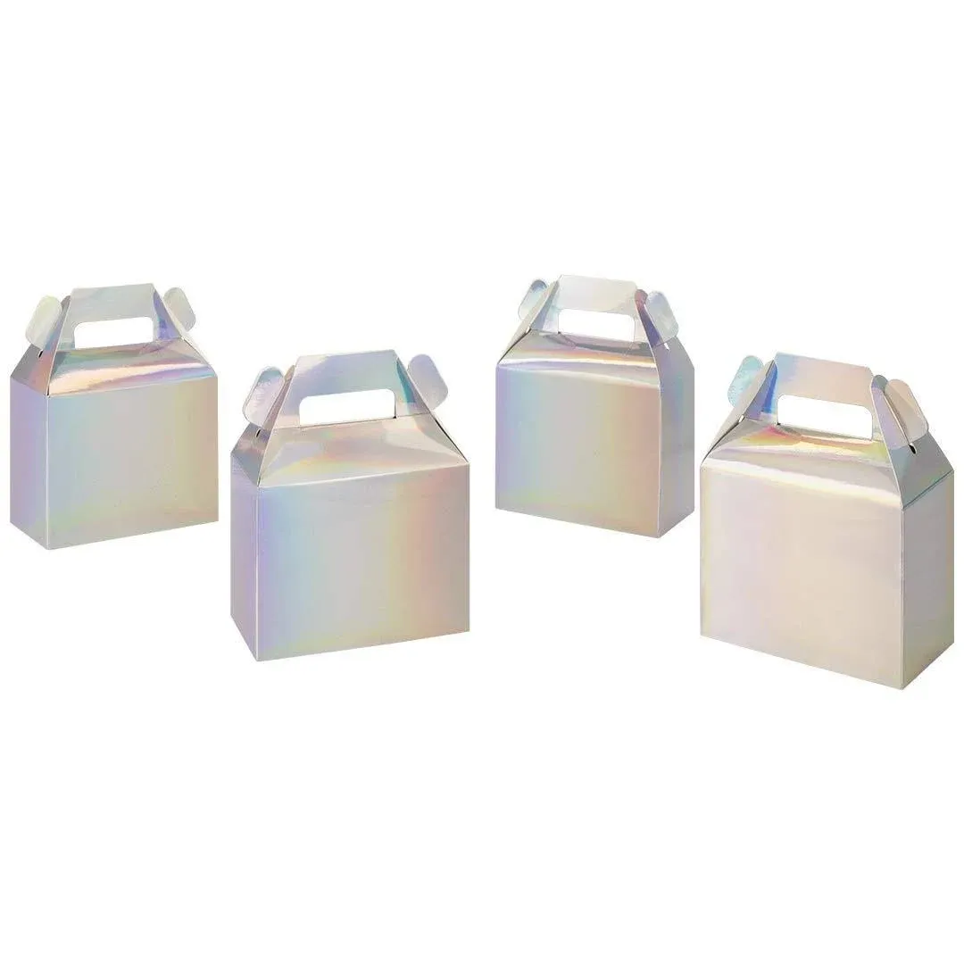  Iridescent Gable Party Favor Boxes 4.75&#034; 36 Pack Holographic Foil Favor Box