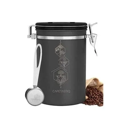 Coffee Canister - 38oz Beans / 35oz Grounds - Stainless Steel - 2.6 lbs Capacity