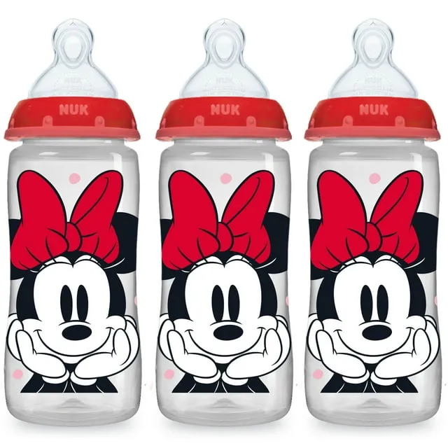 NUK Smooth Flow Disney Bottle, Minnie Mouse, 0+M, 10 Oz, 3 Pack - NEW