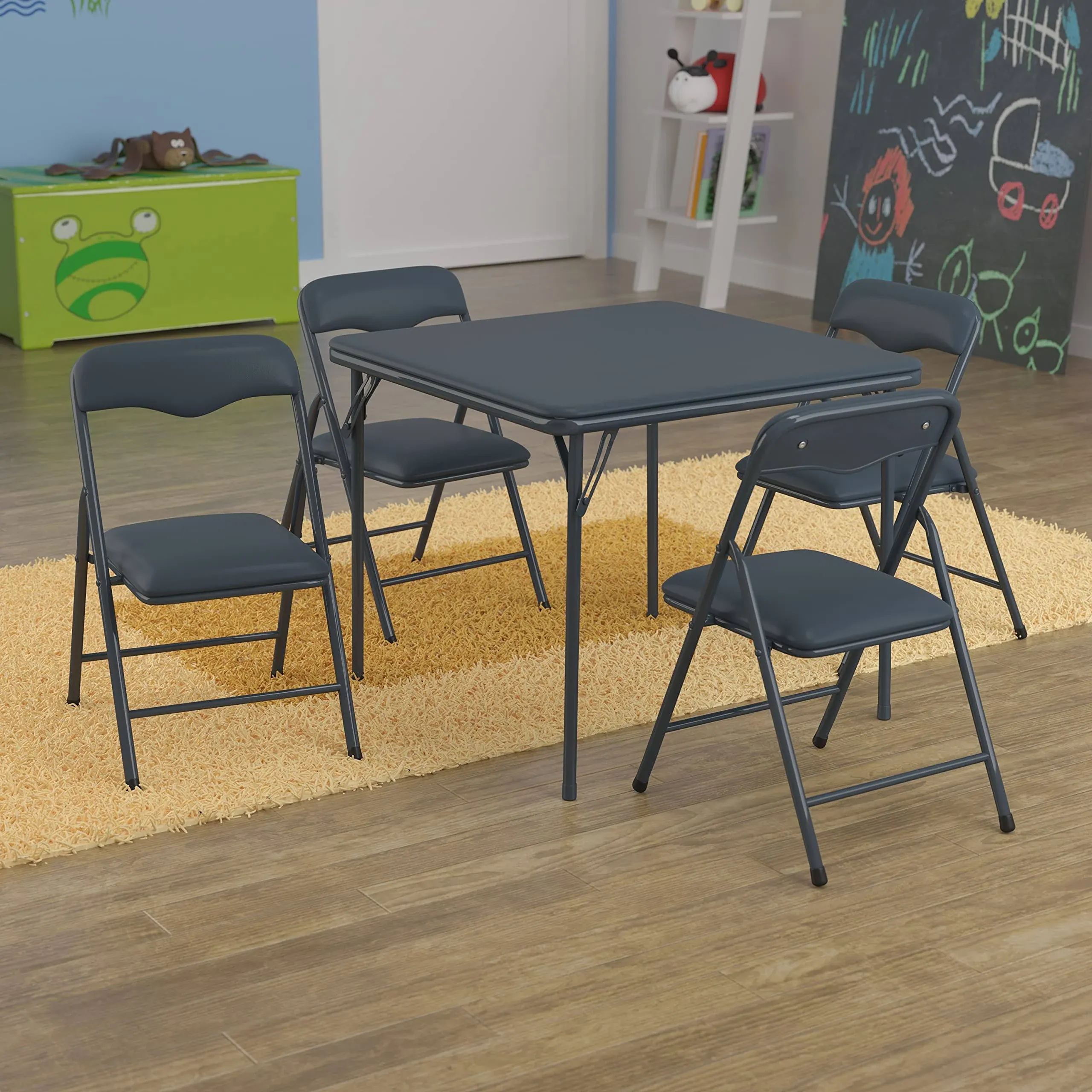 Flash Furniture Kids Black 5 Piece Folding Table and Chair Set