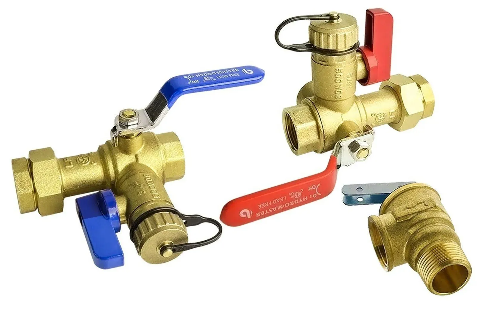 HYDRO MASTER Tankless Water Heater Service Valve Kit with Pressure Relief Valve 3/4-Inch IPS Isolator Clean Brass