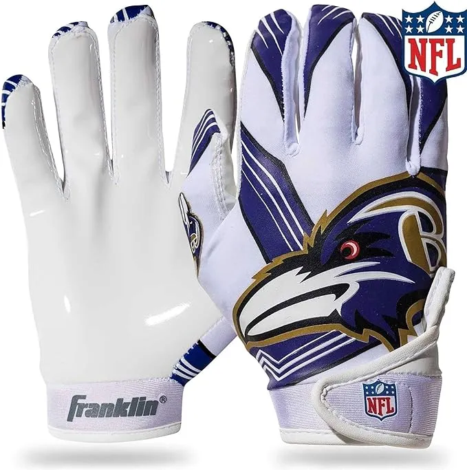 Franklin Sports Youth NFL Football Receiver Gloves - Kids Football Gloves Pair - NFL Team Logos and Silicone Palm - All Youth Sizes - Great Game Gear + Football Costume Accessory