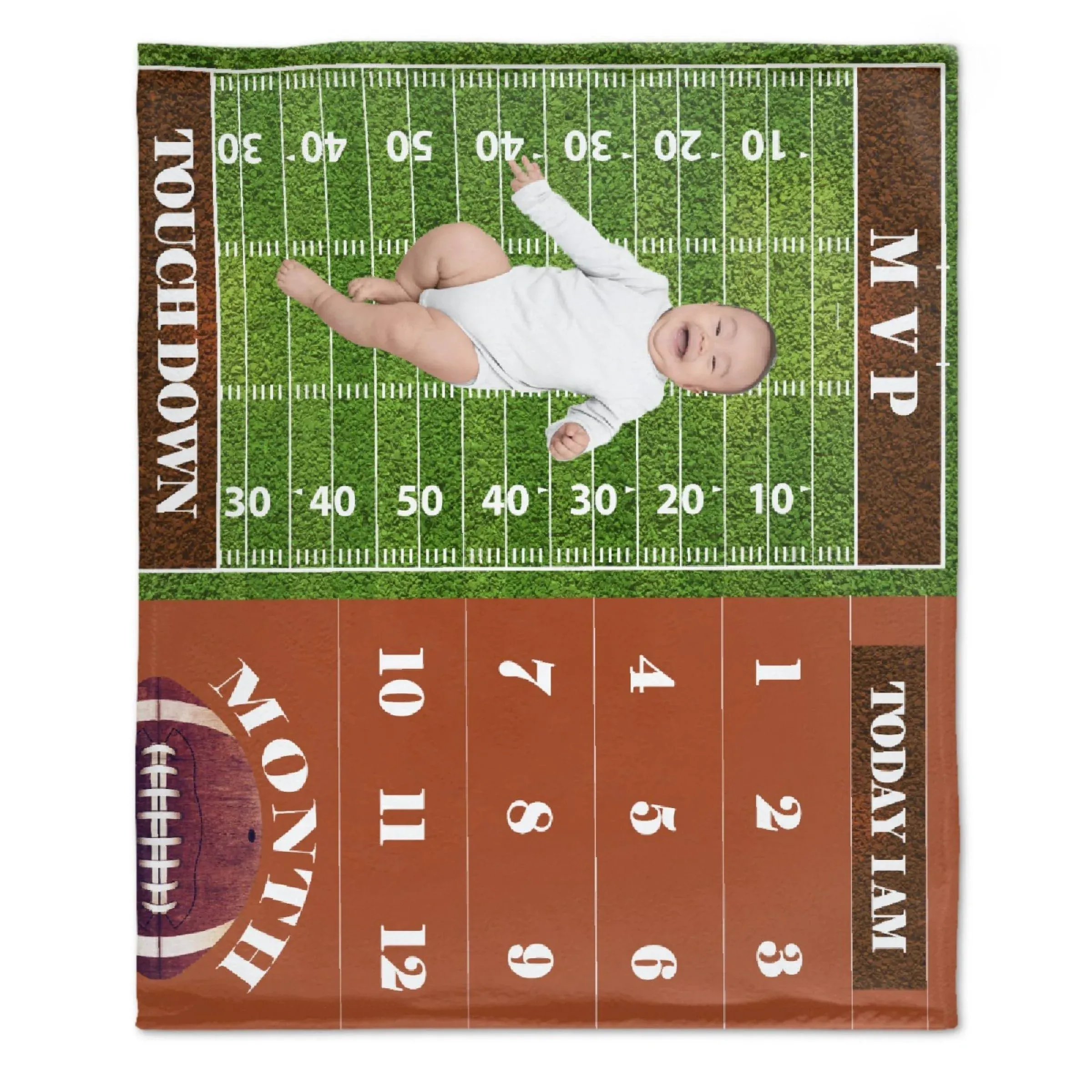 Todeyya Football Theme Monthly Baby Milestone Blanket for Boy Girl, Personalized ...