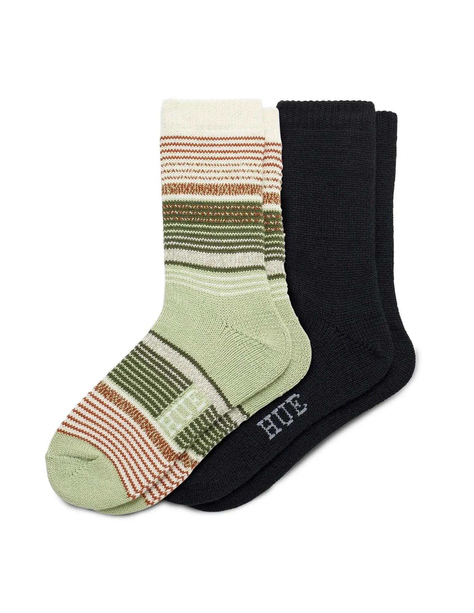 Hue Twist Stripe Boot Socks 2 Pack - Olive