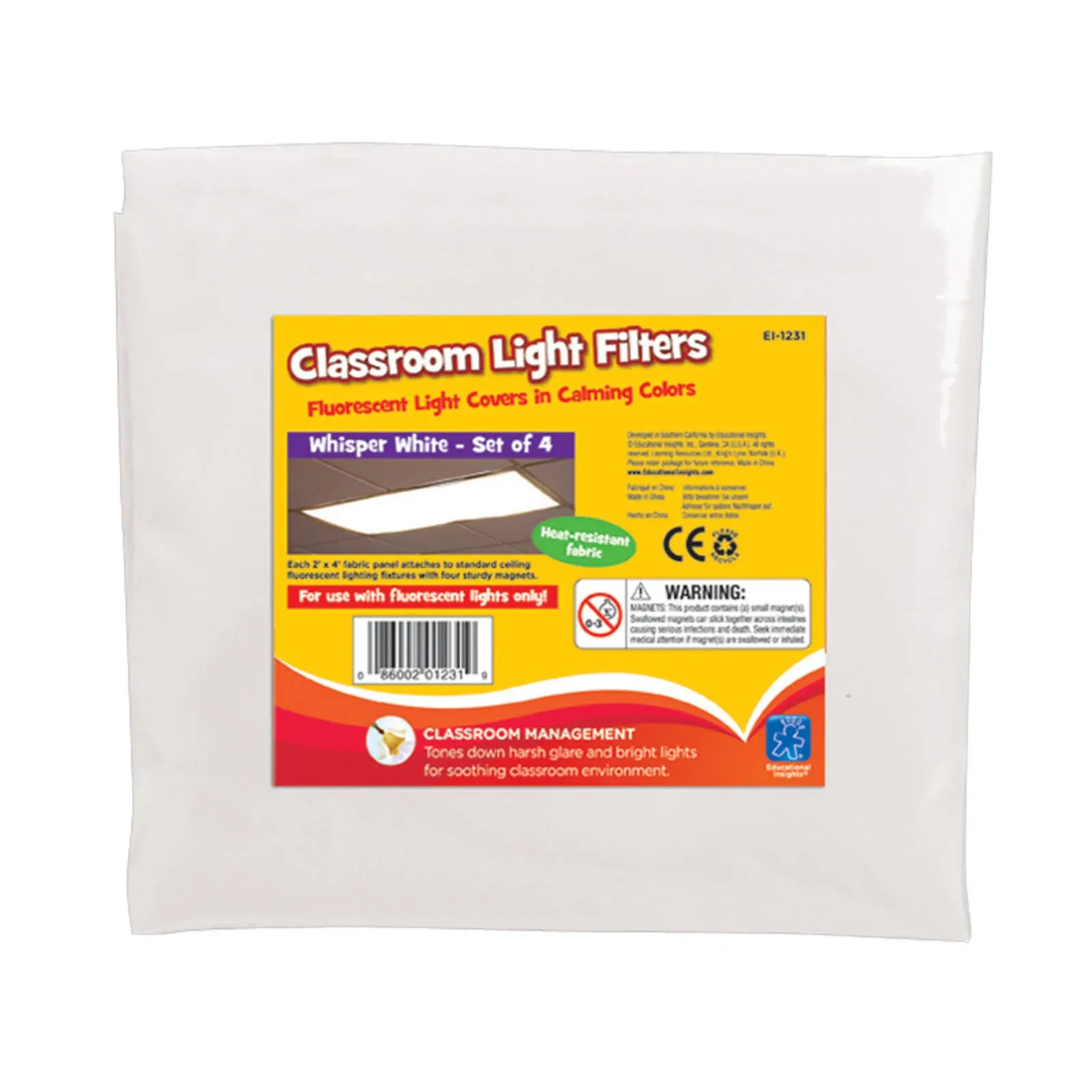 Educational Insights Classroom Light Filters Whisper White, Set of 4