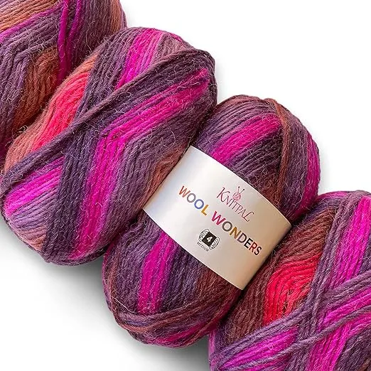 Wool Wonders Soft Woolen Knitting Yarn, Medium Heavy Worsted/Aran Weight, 30% Australian Wool and 70% Acrylic, 4-Skein Bulk Size, 400g/640yds (Lily White)