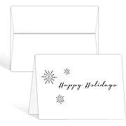 Snowflake Christmas &#034;Happy Holiday&#034; Greeting Cards &amp; Envelopes, A6 Size, 25 Qty