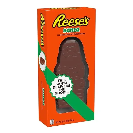 REESE'S Milk Chocolate Peanut Butter Santa, Christmas Candy Box, 16 oz