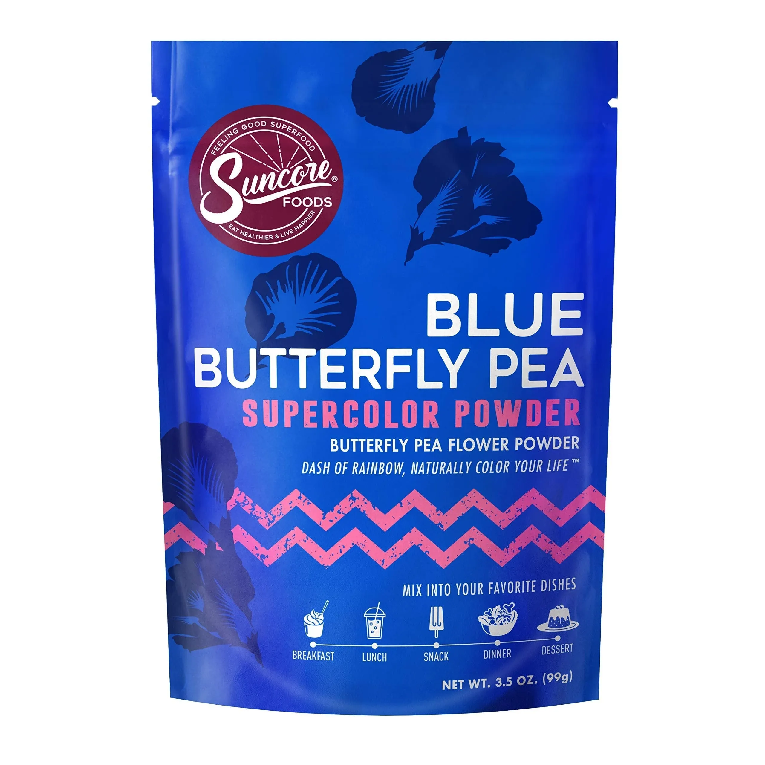 Suncore Foods Blue Butterfly Pea Powder, Blue Food Coloring Powder, Gluten-Free, Non-GMO, 3.5oz (1 Pack)