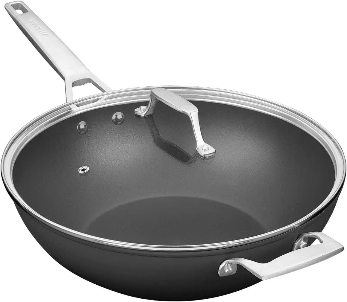 MsMk Titanium and Ceramic Nonstick Wok Pan with lid,12.5 inch Woks & Stir Fry ...