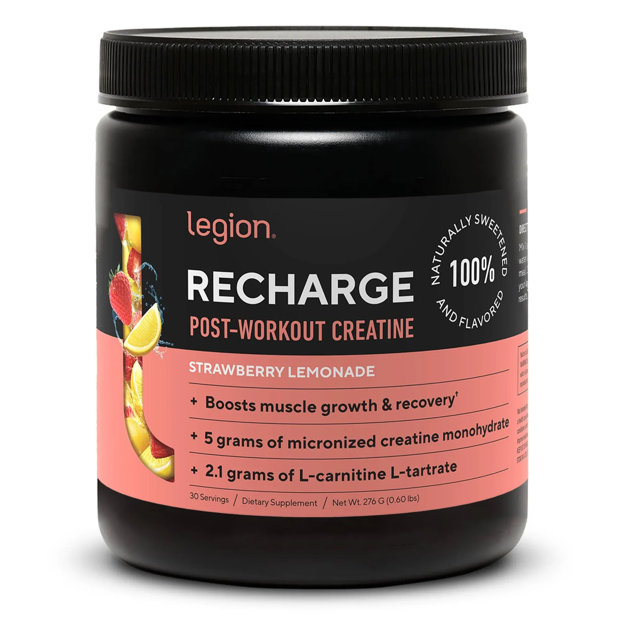 Legion Recharge Post Workout with Creatine, Strawberry Lemonade, 30 Servings