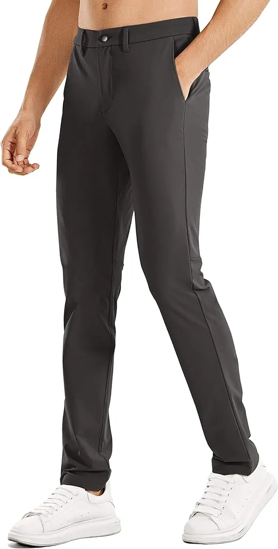 CRZ YOGA Men's Stretch Golf Pants - 31"/33"/35" Slim Fit Stretch Waterproof Outdoor Thick Golf Work Pant with Pockets