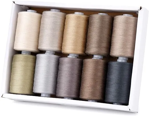 Moon Waves Sewing Thread 40 Colors 1000 Yards Per Spool 40S/2 Polyester 15 Color Sets Options for Sewing Machine,Embroidery Machine,Hand Sewing (10 Grey Colors)