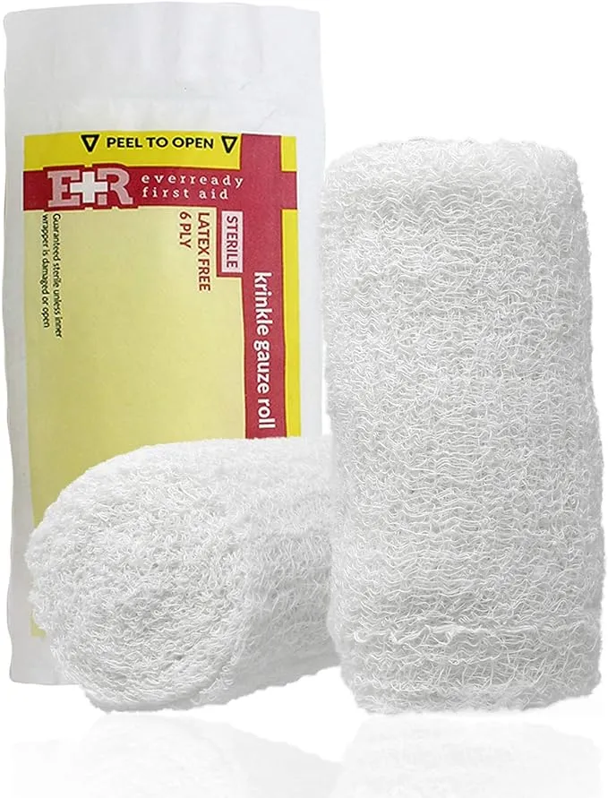 Ever Ready First Aid Sterile Krinkle Kerlix Type 4 1/2" x 4.1 Yds, Latex Free, 6 PLY, Gauze Bandage Roll - 6 Count