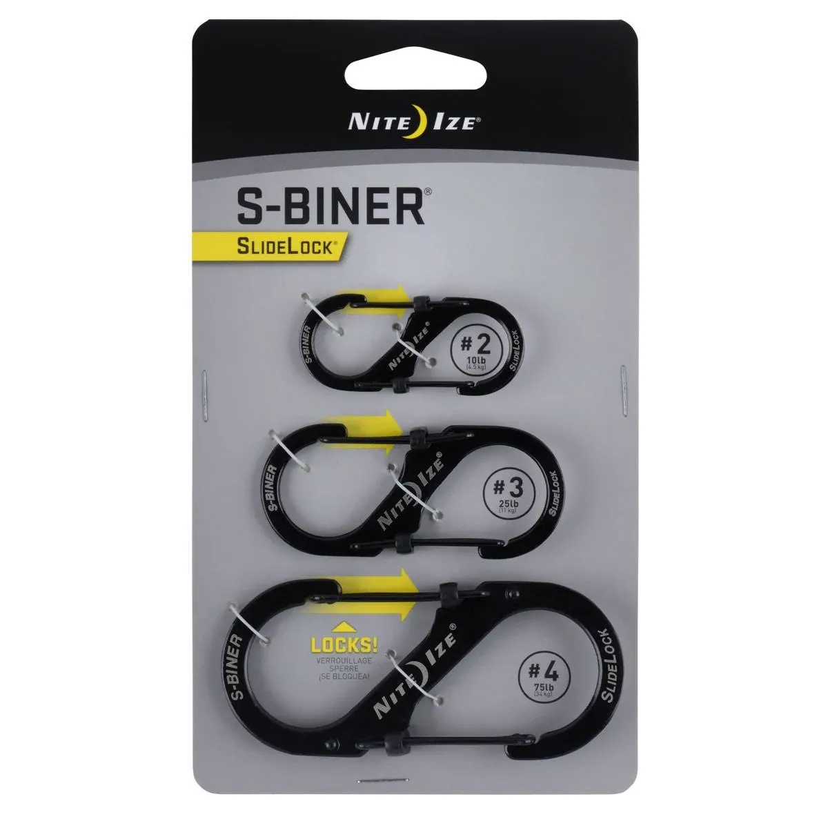 Nite Ize S-Biner SlideLock - 3 Pack - Black