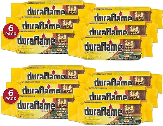 Duraflame 4.5 Pound 3 Hour Long Burn Time Indoor Outdoor Quick Light Fire Log for Camping Firepits Bonfires and Fireplaces 12 Pack