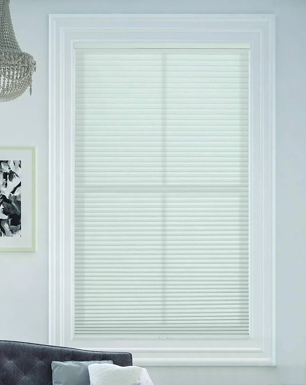 BlindsAvenue White Cordless Light Filtering Fabric 9/16 in. Single Cell Cellular Shade 27 in. W x 48 in. L 1G001-4827