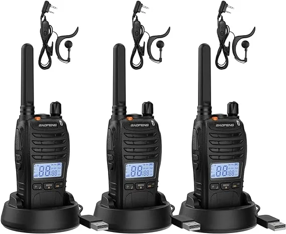 BAOFENG BF-88ST Walkie Talkies for Adults Long Range - 4 Pack, Portable Two Way Radio with Hands Free VOX USB Charging, Rechargeable Radios Walkie Talkies with Earpieces