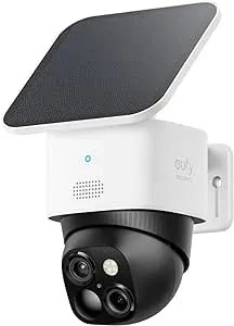 Eufy SoloCam S340 Wireless Outdoor Security Camera with Dual Lens and Solar Panel - White