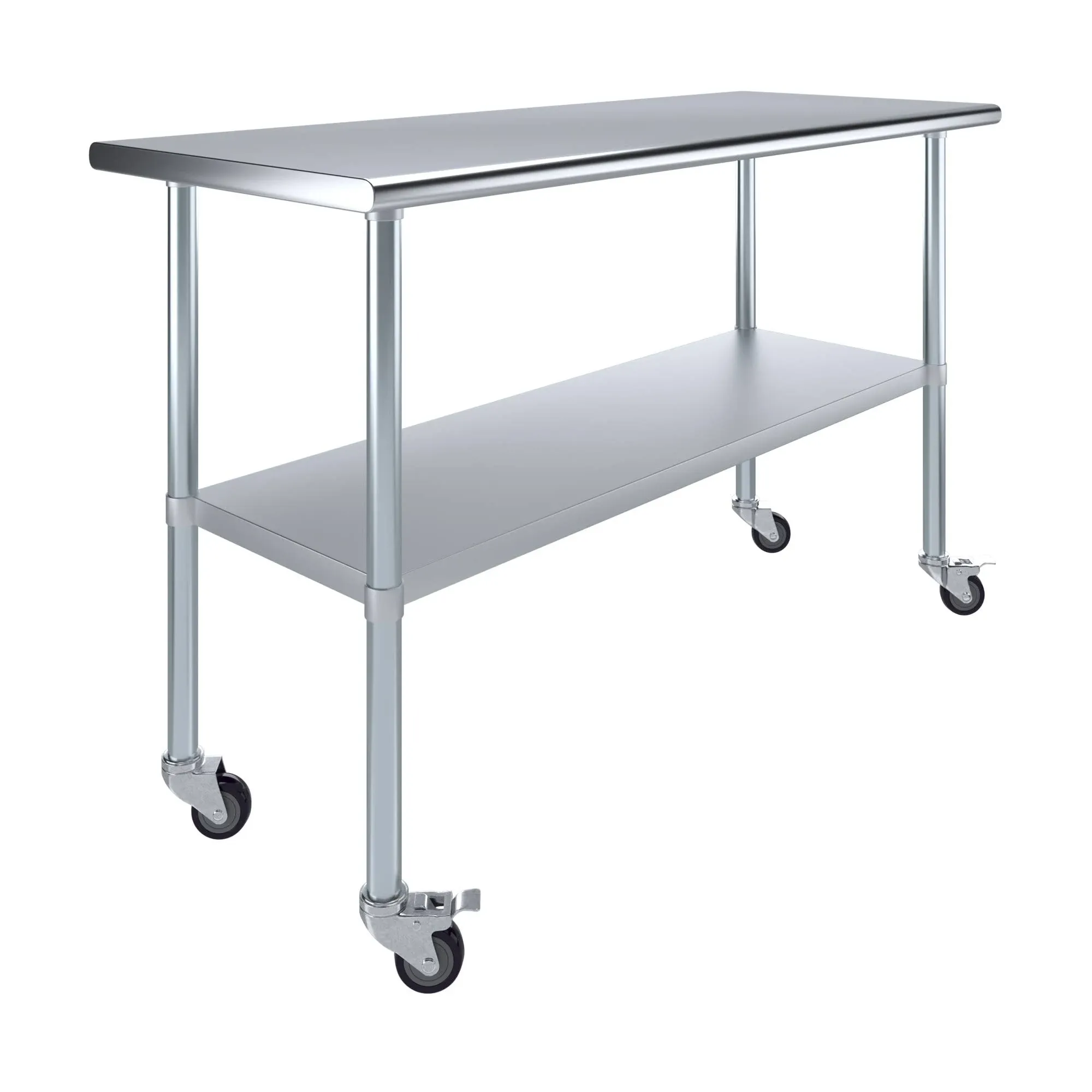 24" x 60" Stainless Steel Work Table with Undershelf and Casters