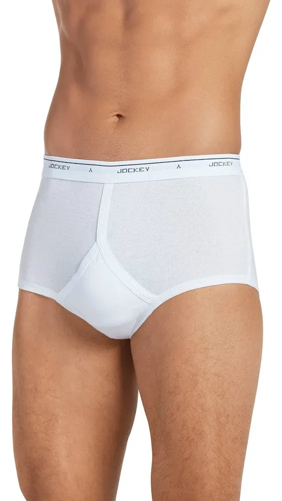 Jockey Classic Underwear Mens 40 Brief White Y Front 2004 Full Rise 3 pr New