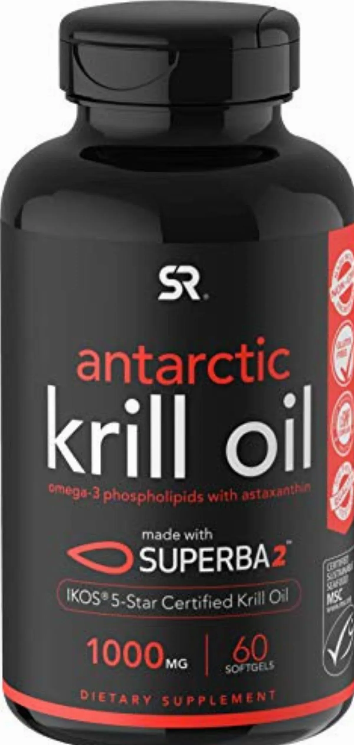 Sports Research Antarctic Krill Oil with Astaxanthin 1000 MG 60 Softgels