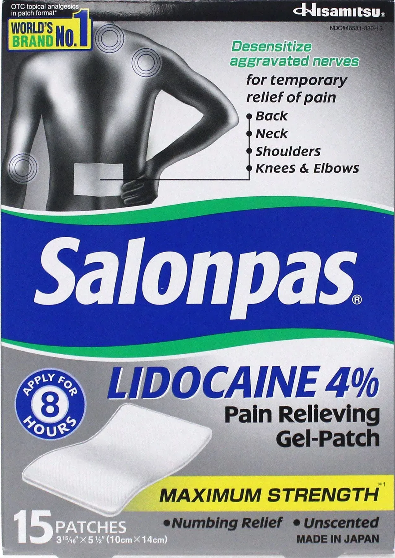 Hisamitsu Salonpas Lindocaina 4% (15 adesivos)