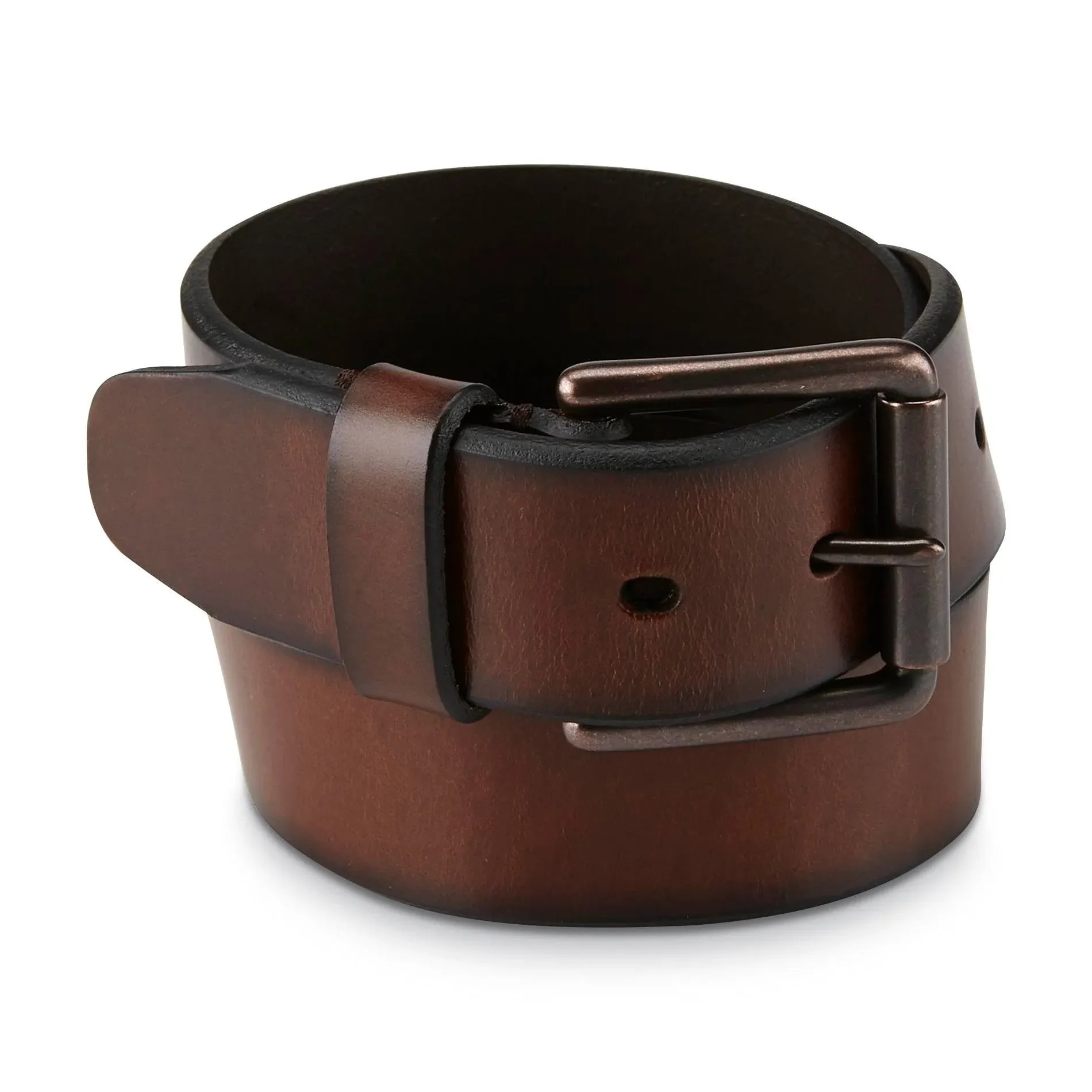 Dockers Men&#039;s Custom Fit Leather Belt with Pressure Lock Technology Closure