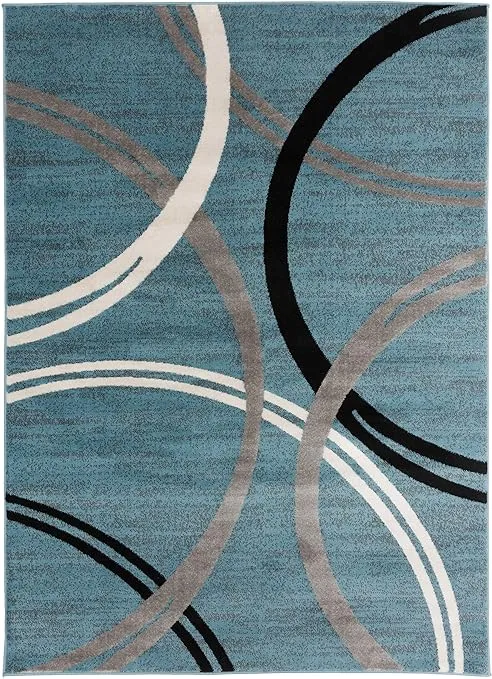 Rugshop Modern Wavy Circles Design Runner Rug 2'7" x 8' Blue