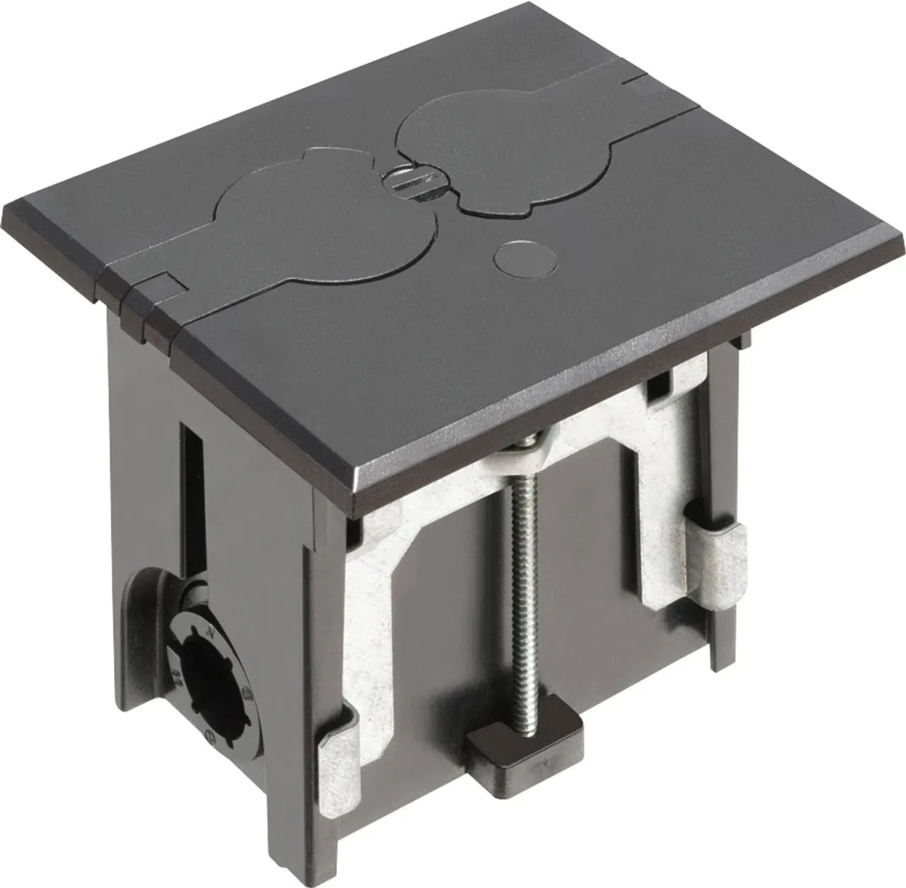 Arlington FLBAF101BL-1 Adjustable Floor Box Kit with Outlet and Flip Plate for Installed Floors 1-Gang Black 1-Pack