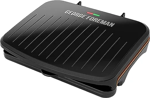 George Foreman 5-Serving Classic Plate Electric Indoor Grill and Panini Press, Space Saving Design, Black