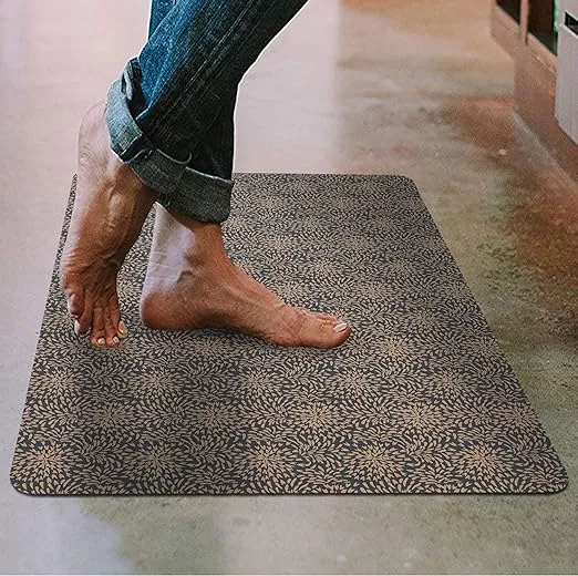 Shape28 Floor Mat Ultra-Thin Kitchen Rug with Non Slip Rubber Backing 35”x23” Grey Design 3P