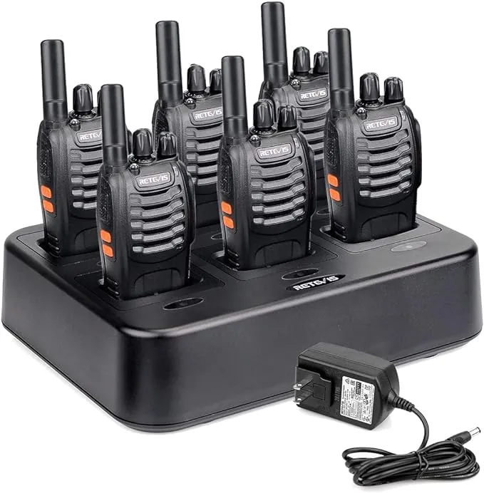 Retevis H-777 2 Way Radios Walkie Talkies Long Range, Rechargeable Two Way Radios, Hand Free Adults Walkie Talkies with Charging Base(Black, 20 Pack)