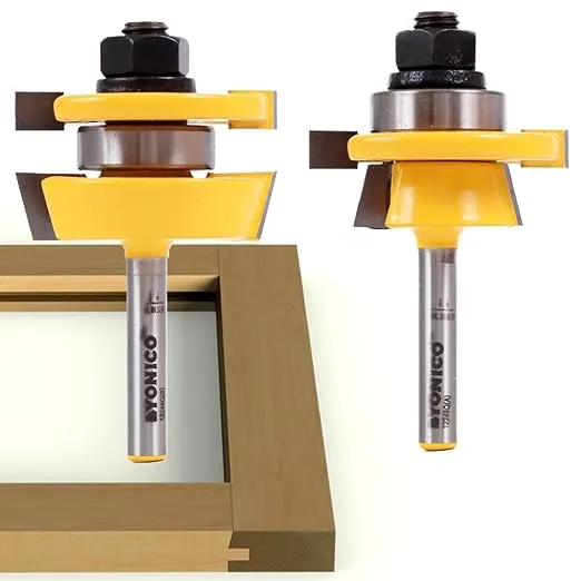 Shaker Rail and Stile Router Bits 1/2 Shank (Set of 2) – Precision Balanced Cutter Router Bit for Smooth Operation- Cabinet Door Router Bits Stick Joints for Shaker Style Frames - Joinery Router Bits