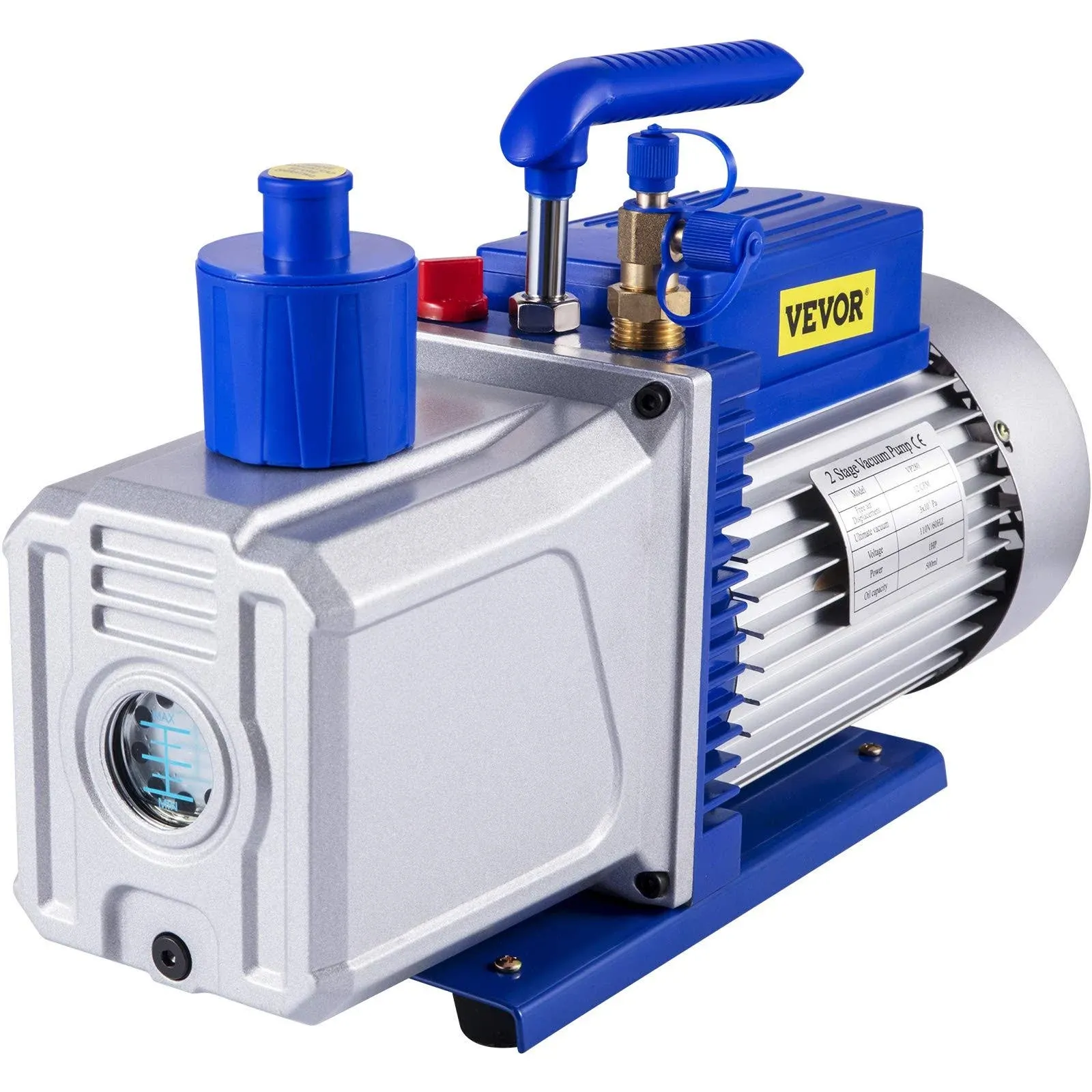 VEVOR Vacuum Pump 12 CFM 1 HP Double Stage Air Conditioning Vacuum Pump 110V Ultimate Vacuum Refrigerant HVAC Air Tool for Automobile Reparation Vacuum Evacuation