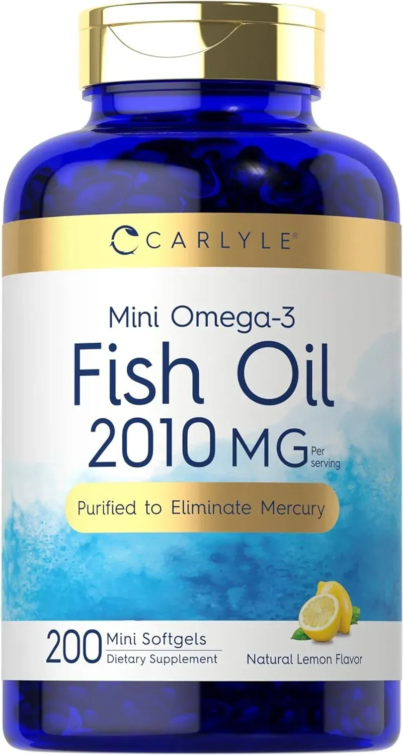 Carlyle Mini Fish Oil Softgels | 2010 mg | 200 Omega-3 Pills | with EPA & DHA | Non-GMO & Gluten Free Supplement