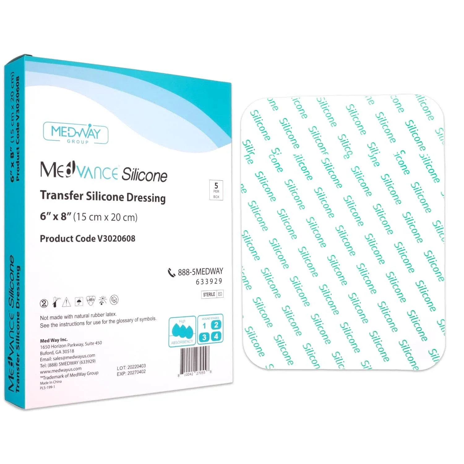 MedVance Transfer Silicone Foam Dressing, 6"x8" (5 Pack)