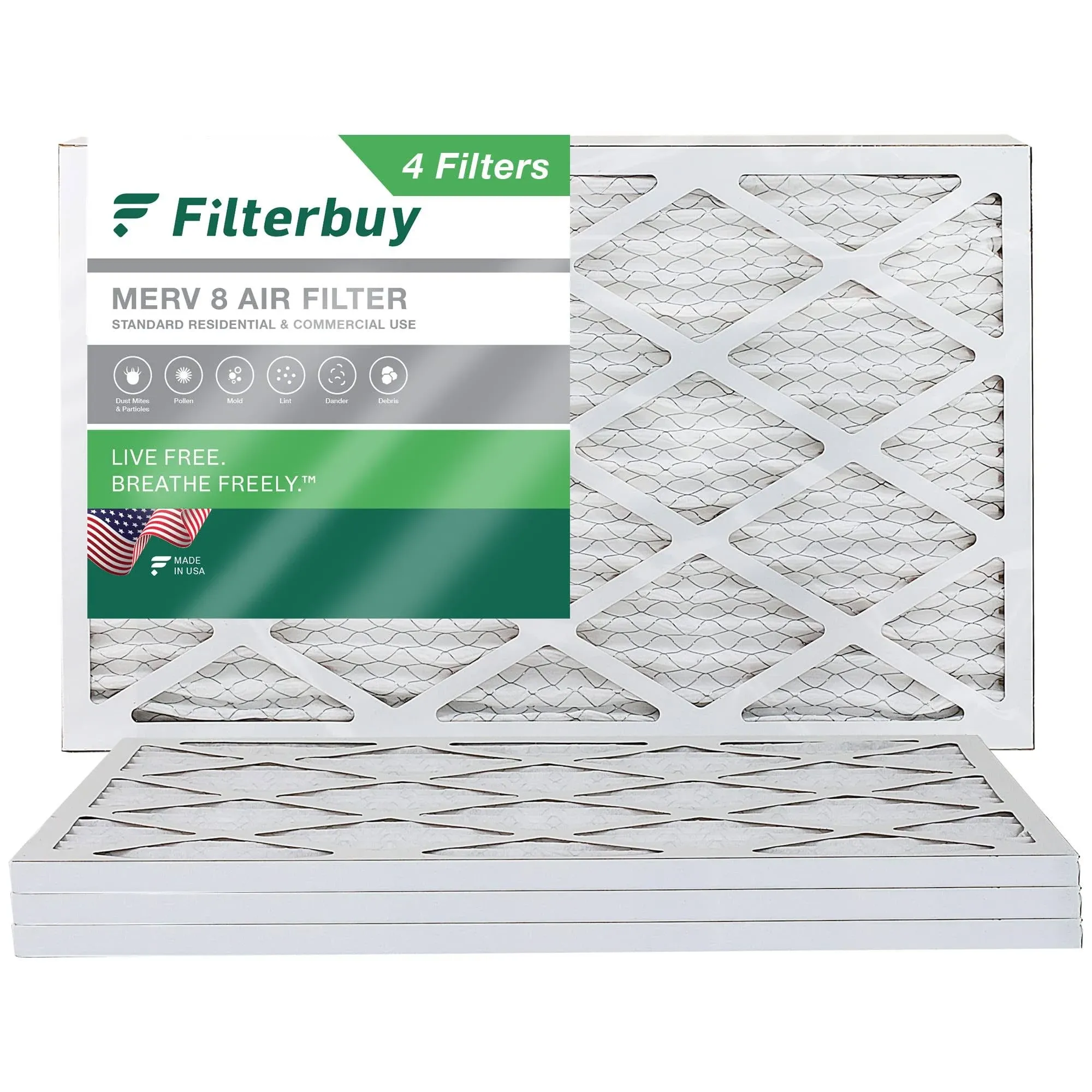 Filterbuy 16x32x1 Air Filter MERV 8, Pleated HVAC AC Furnace Filters Replacement ...