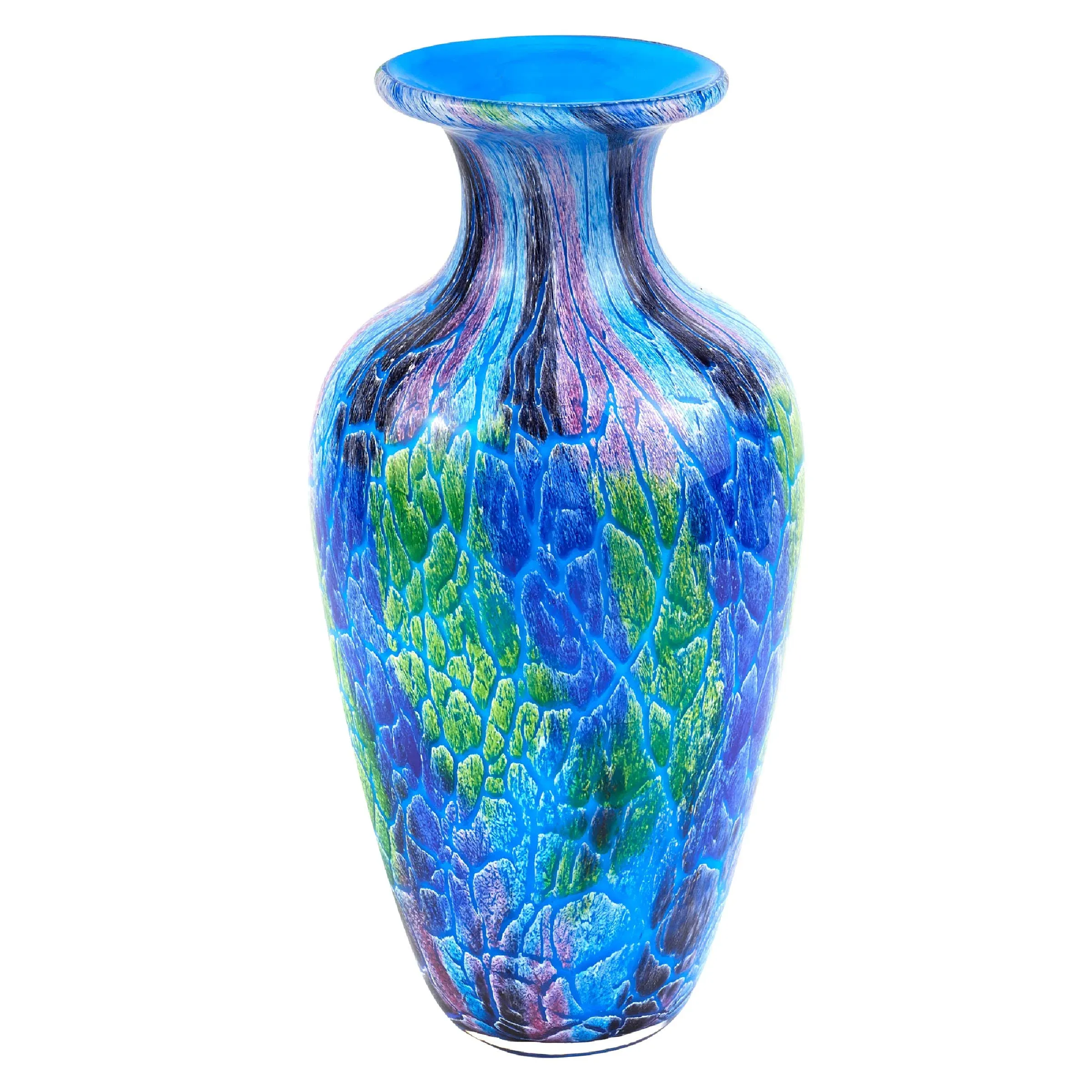 Badash Firestorm Murano-Style Art Glass Vase - 10" Tall Decorative Mouth-Blown Glass Decor - Stunning Blown Glass Vase Centerpiece - Crystal Home Decor Accent