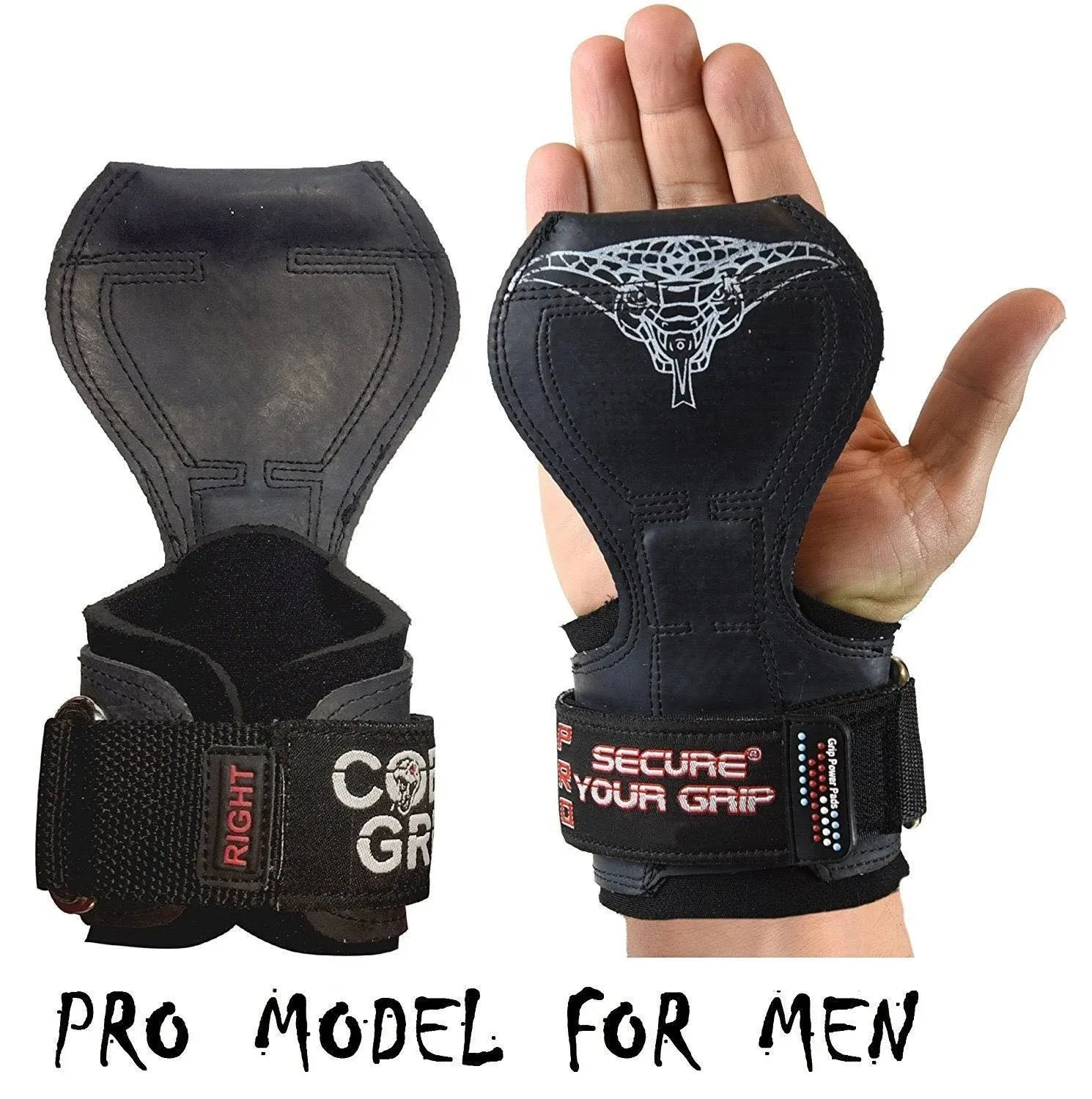 Cobra Grips PRO Weight Lifting Gloves Heavy Duty Straps Alternative Power Lifting Hooks for Deadlifts Adjustable Neoprene Padded Wrist Support Bodybuilding