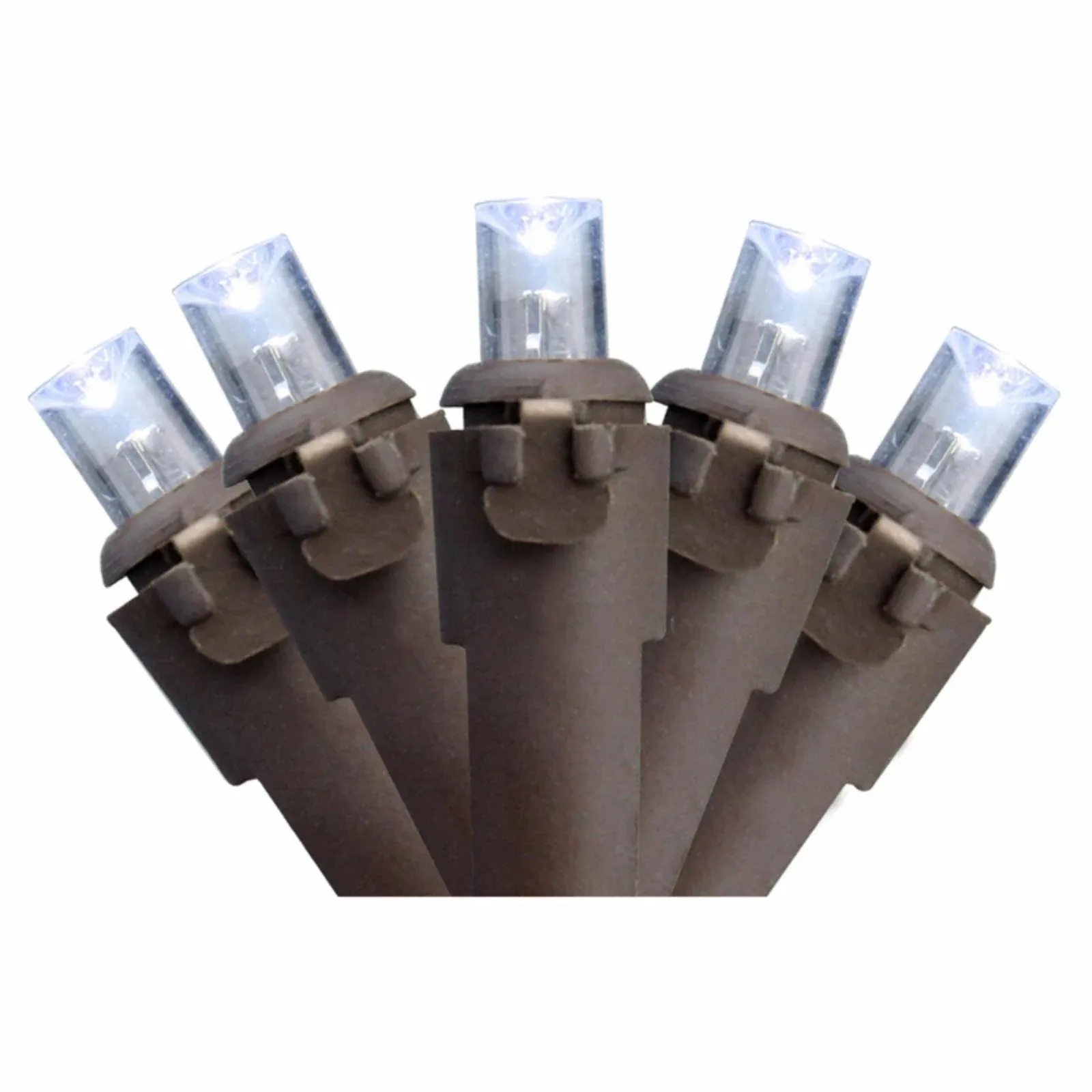 50-Count White LED Wide-Angle Christmas Light Set with 16.25&#39; Brown Wire