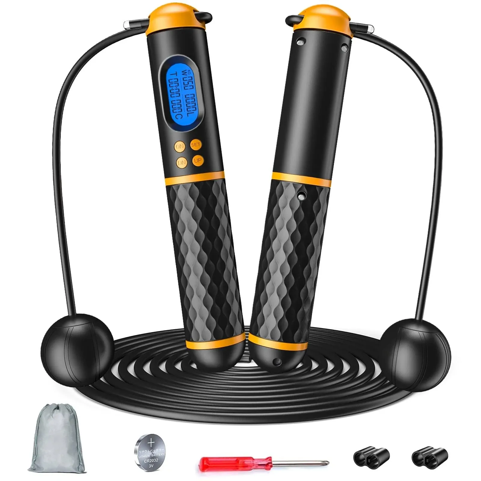 Smart Jump Rope, Fitness Skipping Rope with Weight/Lap/Time/Calorie Record ...