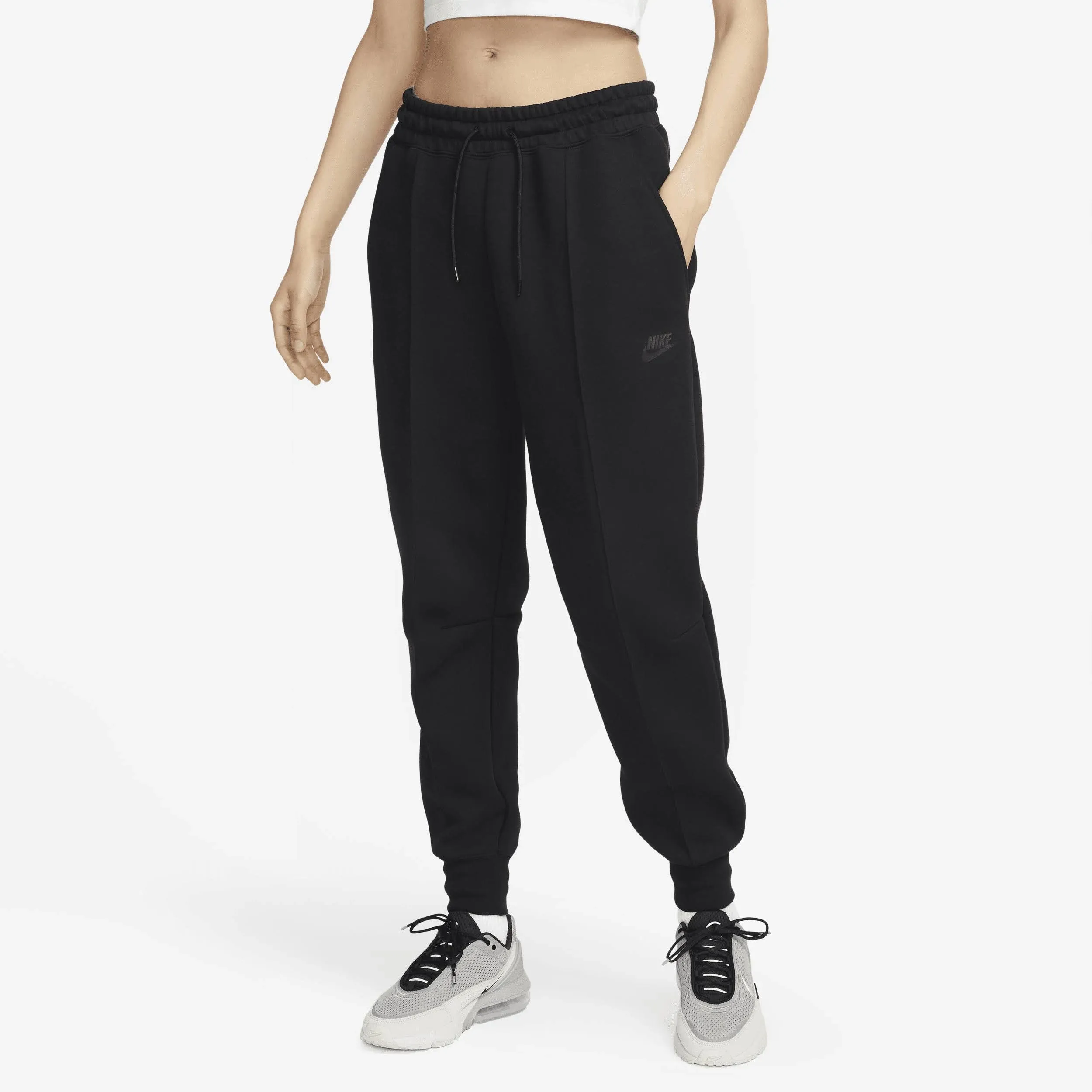 Nike Sportswear Women's Tech Fleece Black Mid Rise Joggers L